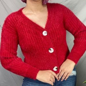 Shaggy red sweater